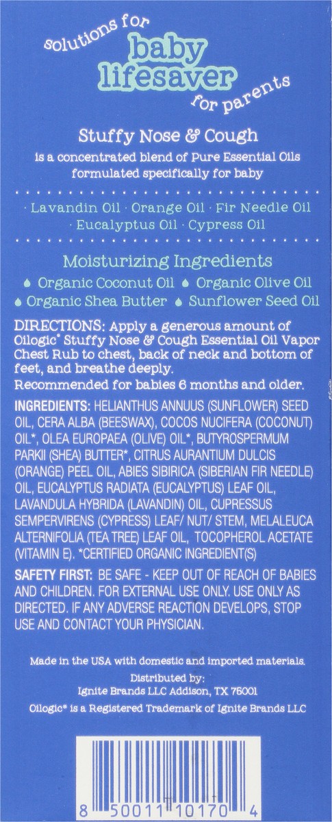 slide 3 of 9, Oilogic Baby Vapor Chest Rub Essential Oil Stuffy Nose & Cough 0.49 oz, 0.49 oz