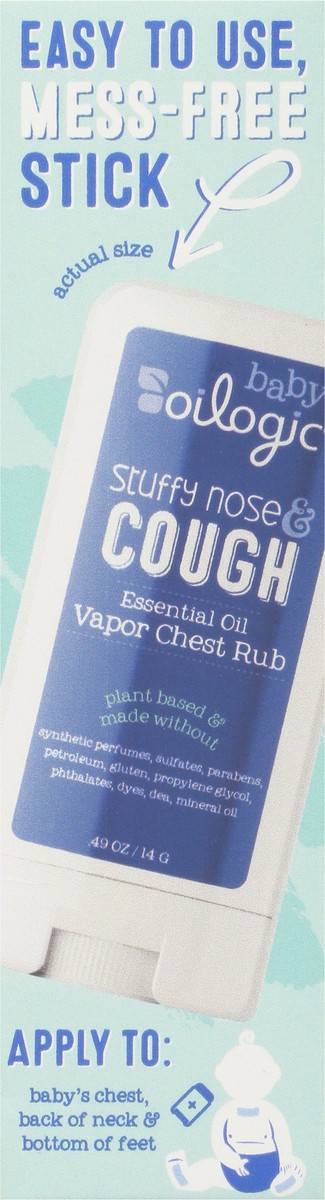 slide 9 of 9, Oilogic Baby Vapor Chest Rub Essential Oil Stuffy Nose & Cough 0.49 oz, 0.49 oz