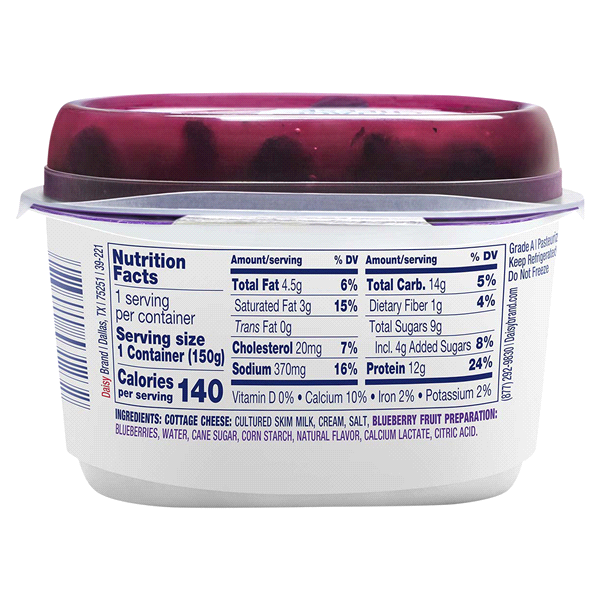 slide 4 of 5, Daisy® cottage cheese with blueberries, 6 oz