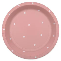American Greetings 10 Count 7" Paper Plates, Polka Dots on Pink