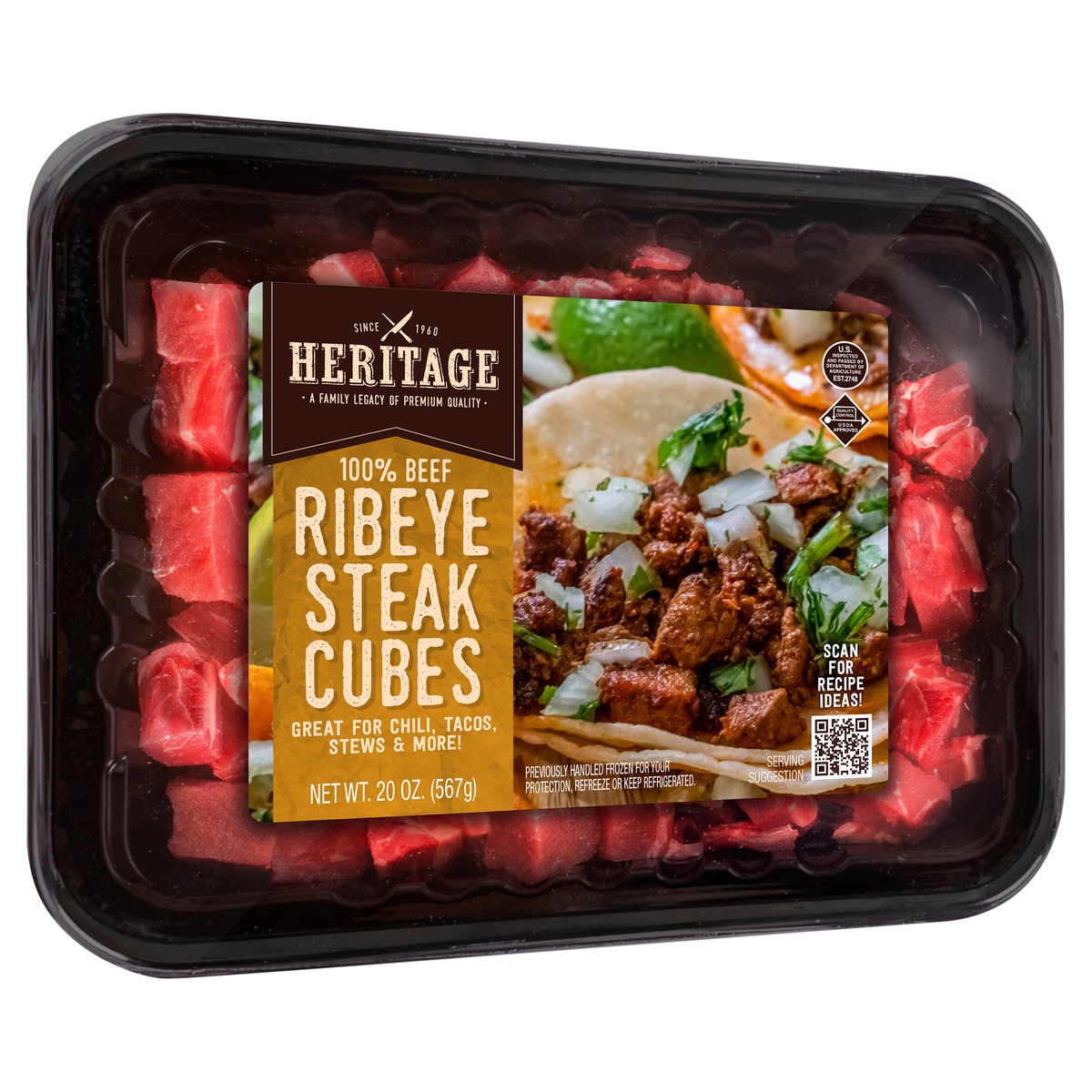 slide 4 of 9, Heritage Store Ribeye Cubes, 12 oz