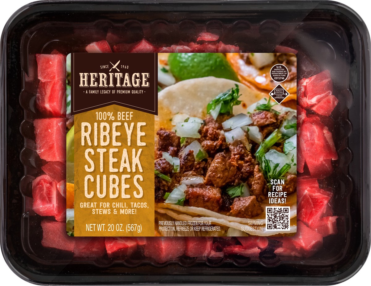 slide 9 of 9, Heritage Store Ribeye Cubes, 12 oz