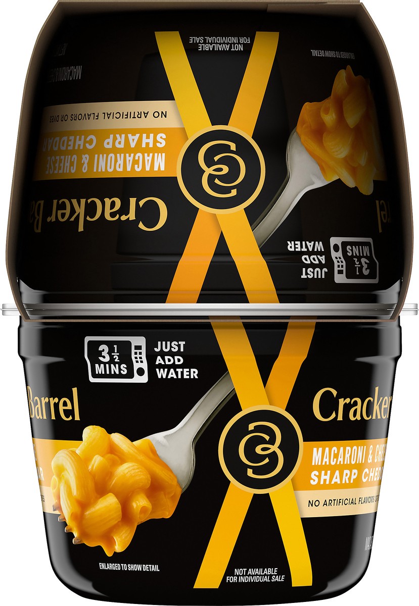 slide 4 of 13, Cracker Barrel Sharp Cheddar Macaroni & Cheese Dinner, 4 ct Pack, 2.39 oz Cups, 4 ct; 9.56 oz