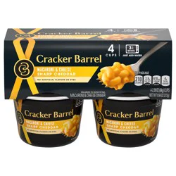 Cracker Barrel Sharp Cheddar Macaroni & Cheese Dinner, 4 ct Pack, 2.39 oz Cups
