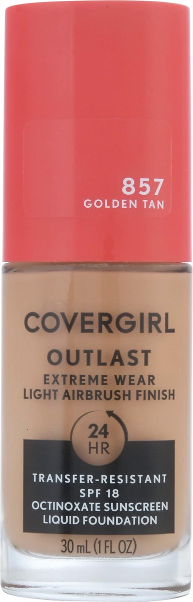 slide 2 of 12, Covergirl Outlast SPF 18 Golden Tan 857 Liquid Foundation 1 fl oz, 1 oz