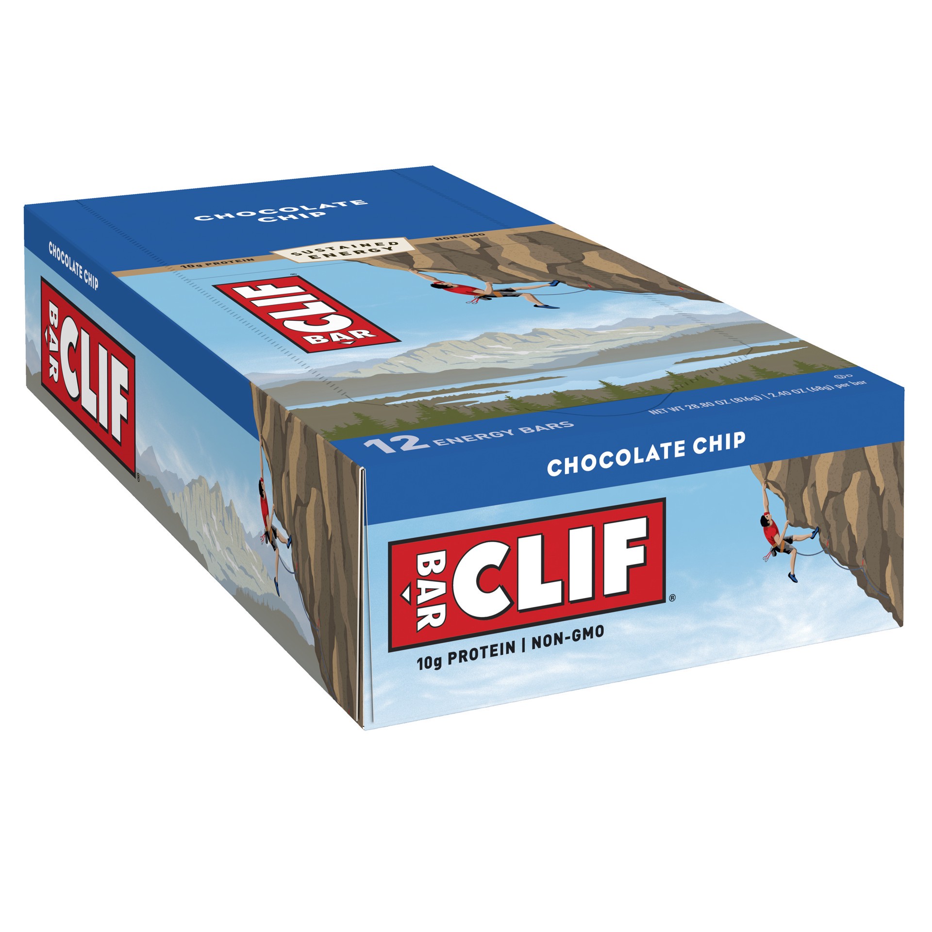 slide 1 of 9, CLIF BAR - Chocolate Chip - Made with Organic Oats - 10g Protein - Non-GMO - Plant Based - Energy Bars - 2.4 oz. (12 Count), 28.8 oz