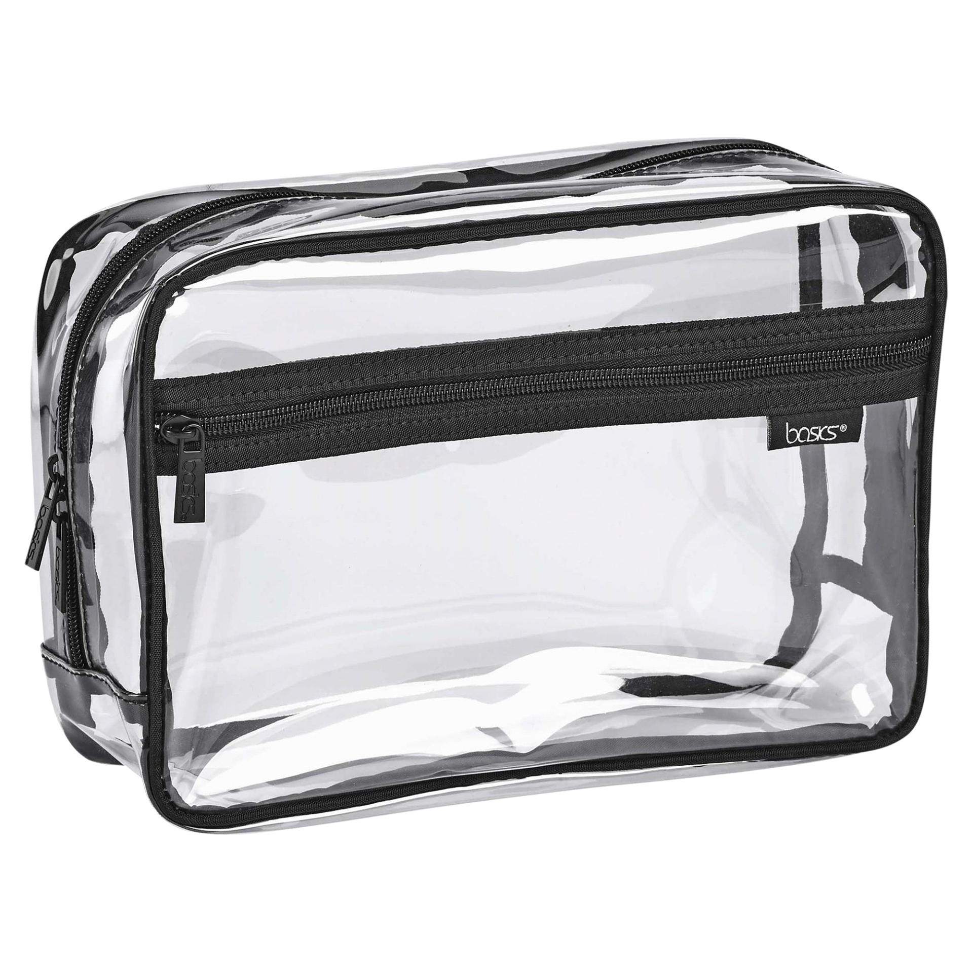 slide 1 of 2, Basics Clutch, Black and Clear Zip Top, 1 ct