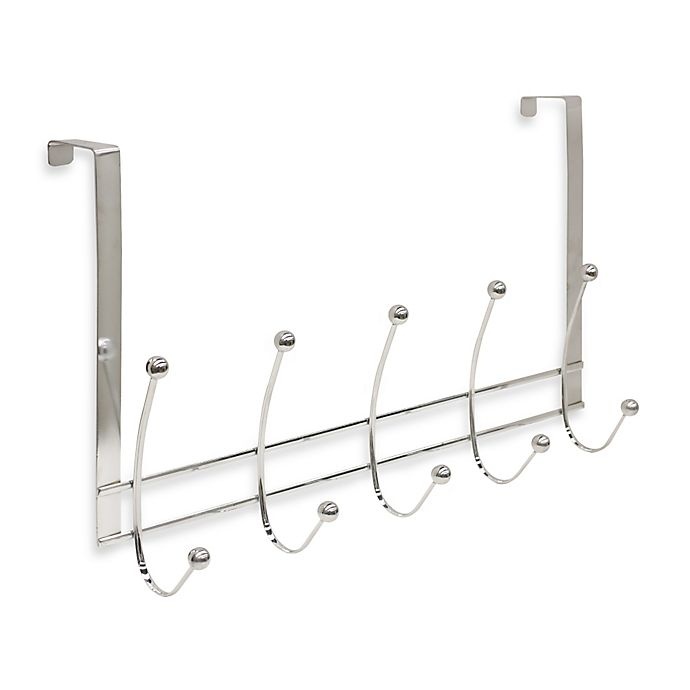 slide 1 of 1, Home Basics Over-the-Door 5-Hook Flat Wire Hanger - Chrome, 1 ct