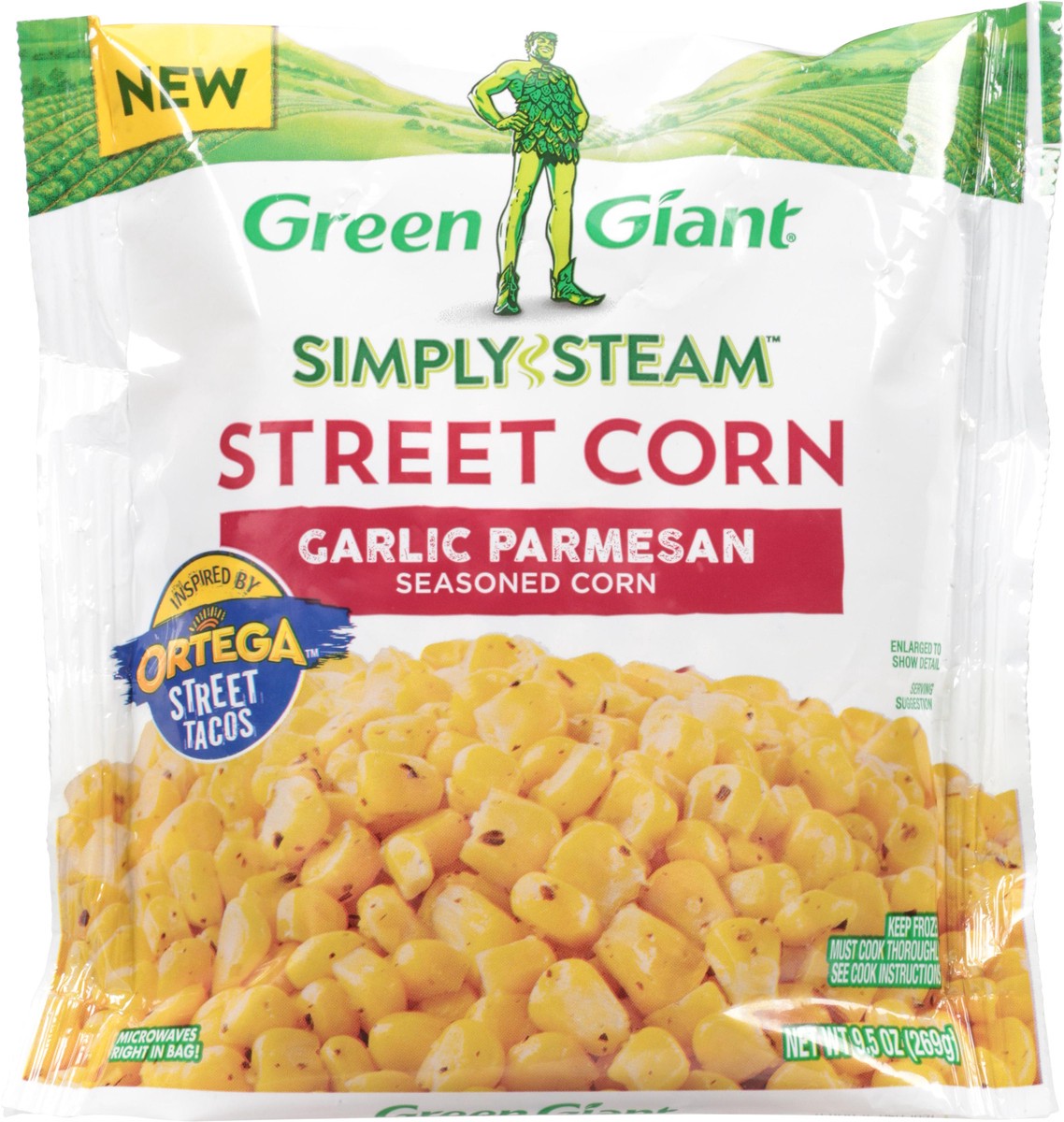 slide 13 of 14, Green Giant Simply Steam Seasoned Garlic Parmesan Street Corn 9.5 oz, 9.5 oz