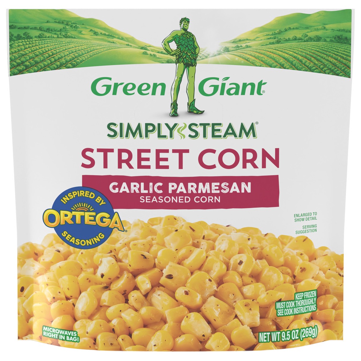 slide 1 of 14, Green Giant Simply Steam Seasoned Garlic Parmesan Street Corn 9.5 oz, 9.5 oz