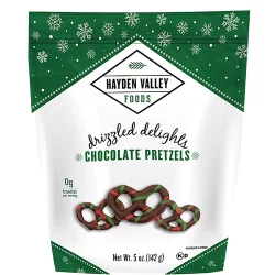 Hayden Valley Foods drizzled delights, chocolate pretzels - 5 oz