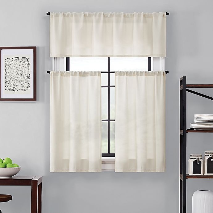 slide 1 of 5, Brookstone Saville Kitchen Window Curtain Tier Pair and Valance - Ivory, 24 in