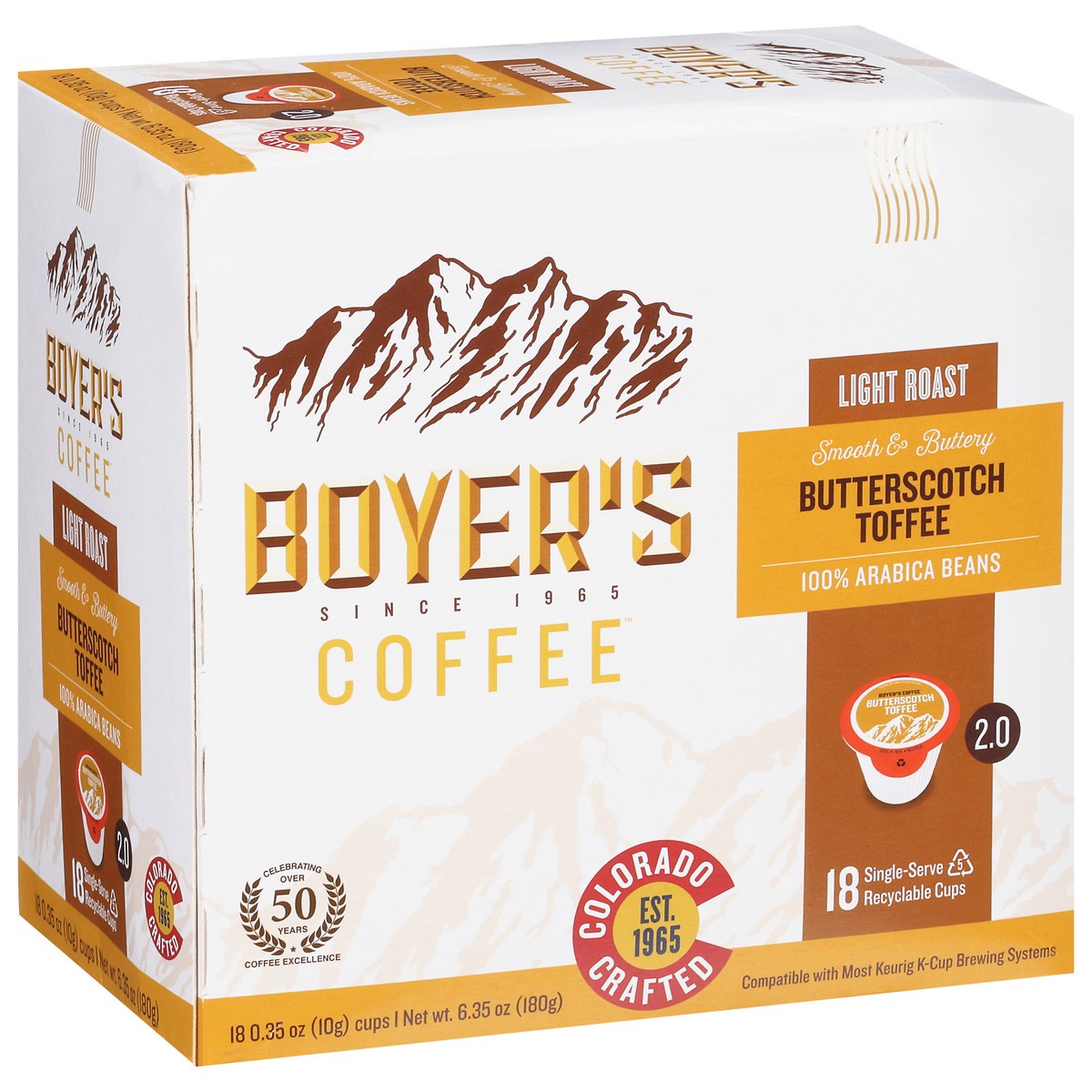 slide 2 of 9, Boyer's Single Serve Cups Light Roast Butterscotch Toffee Coffee - 18 ct, 18 ct