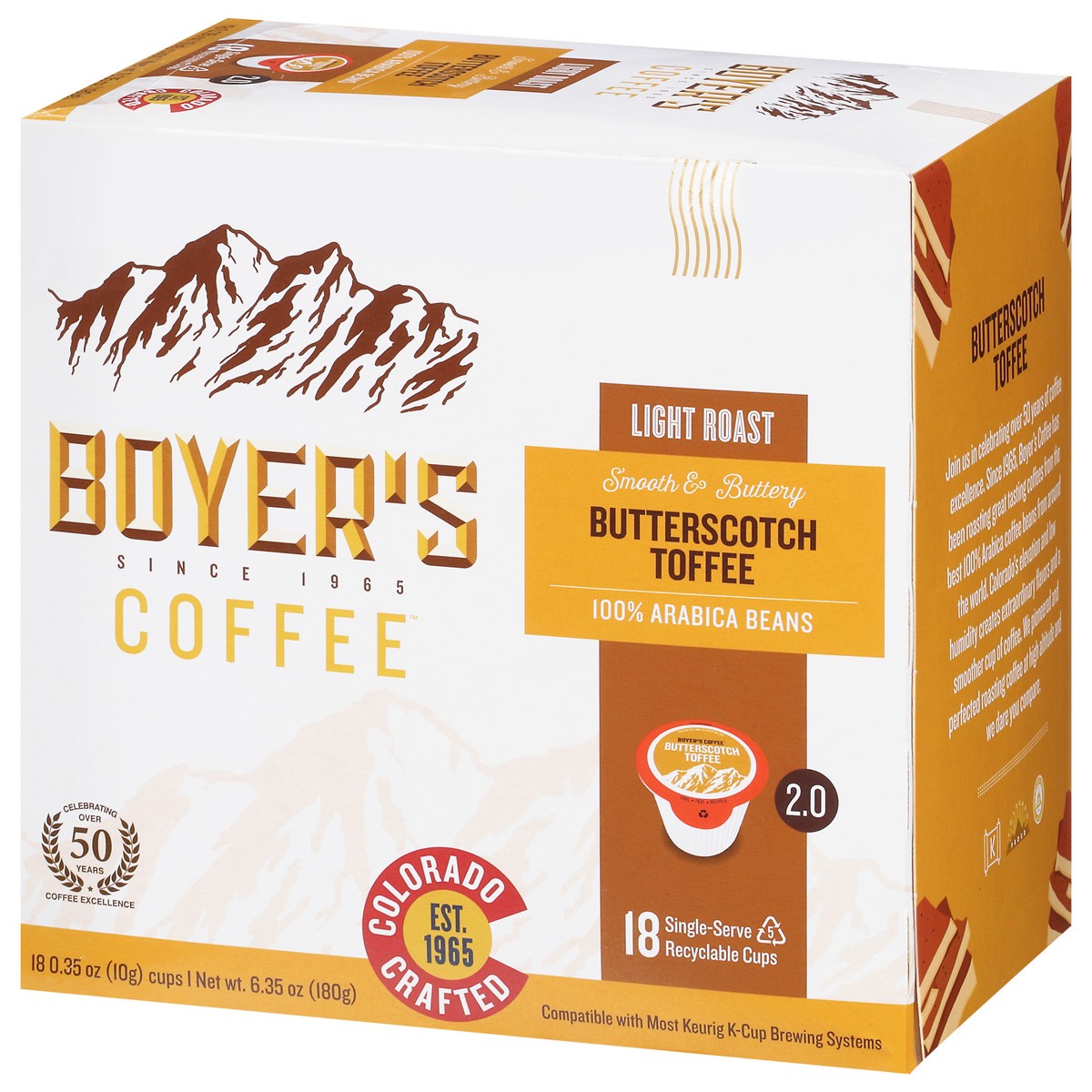 slide 8 of 9, Boyer's Single Serve Cups Light Roast Butterscotch Toffee Coffee - 18 ct, 18 ct