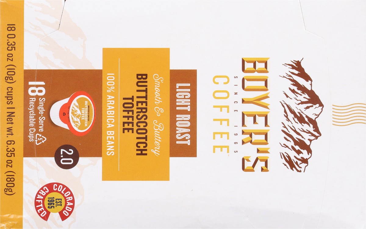 slide 9 of 9, Boyer's Single Serve Cups Light Roast Butterscotch Toffee Coffee - 18 ct, 18 ct