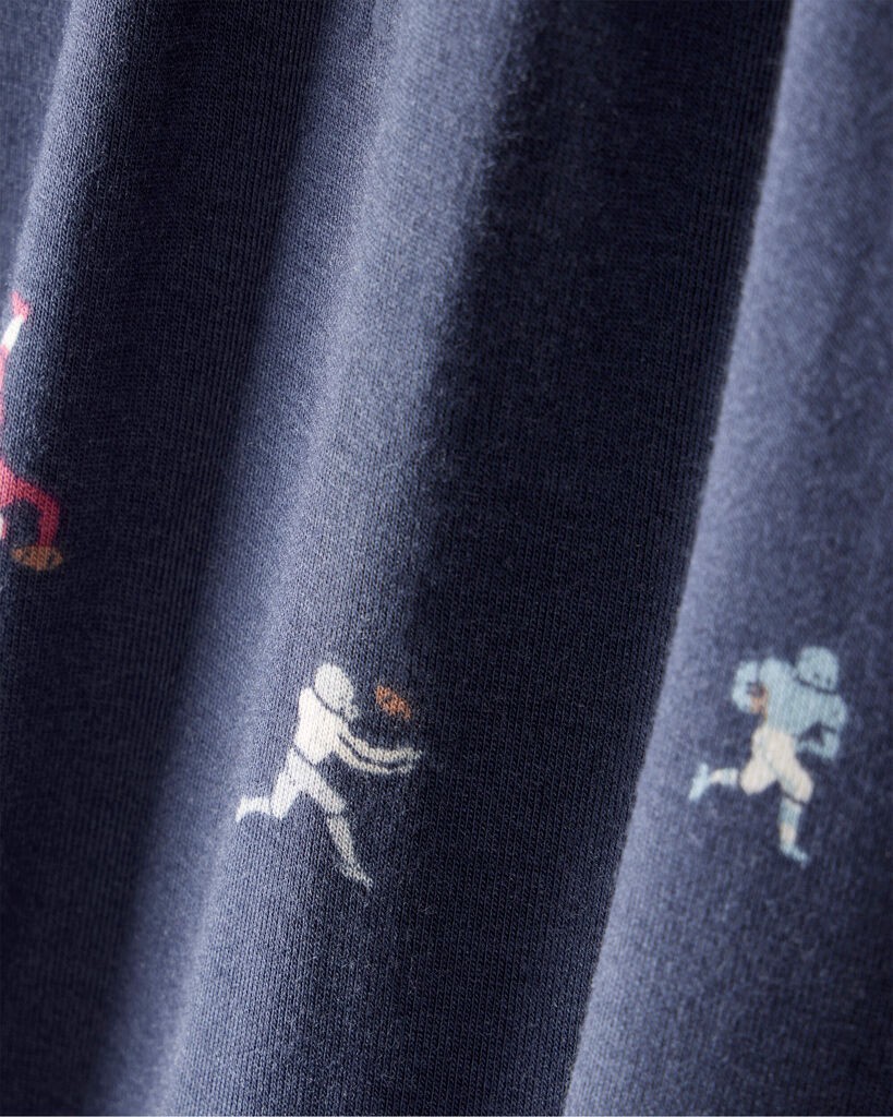 slide 5 of 6, Carter's Baby Boy Football Print PurelySoft Long-Sleeve Sleep & Play Pajamas - Blue Blue NB, 1 ct