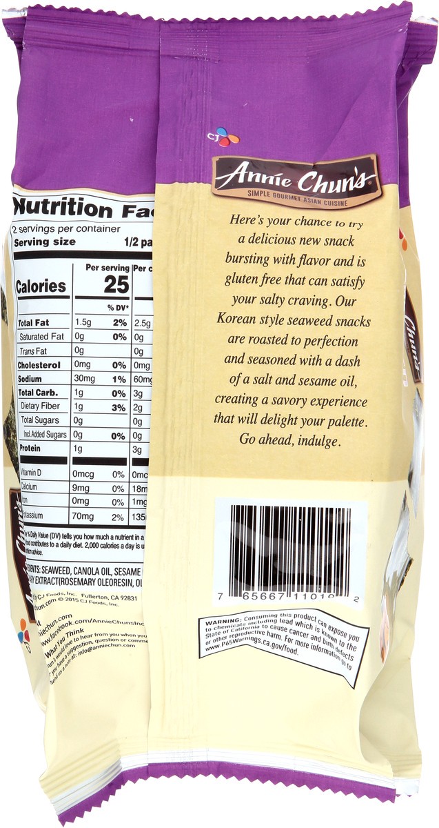 slide 3 of 14, Annie Chun's Organic Sesame Seaweed Snack, 0.35 oz