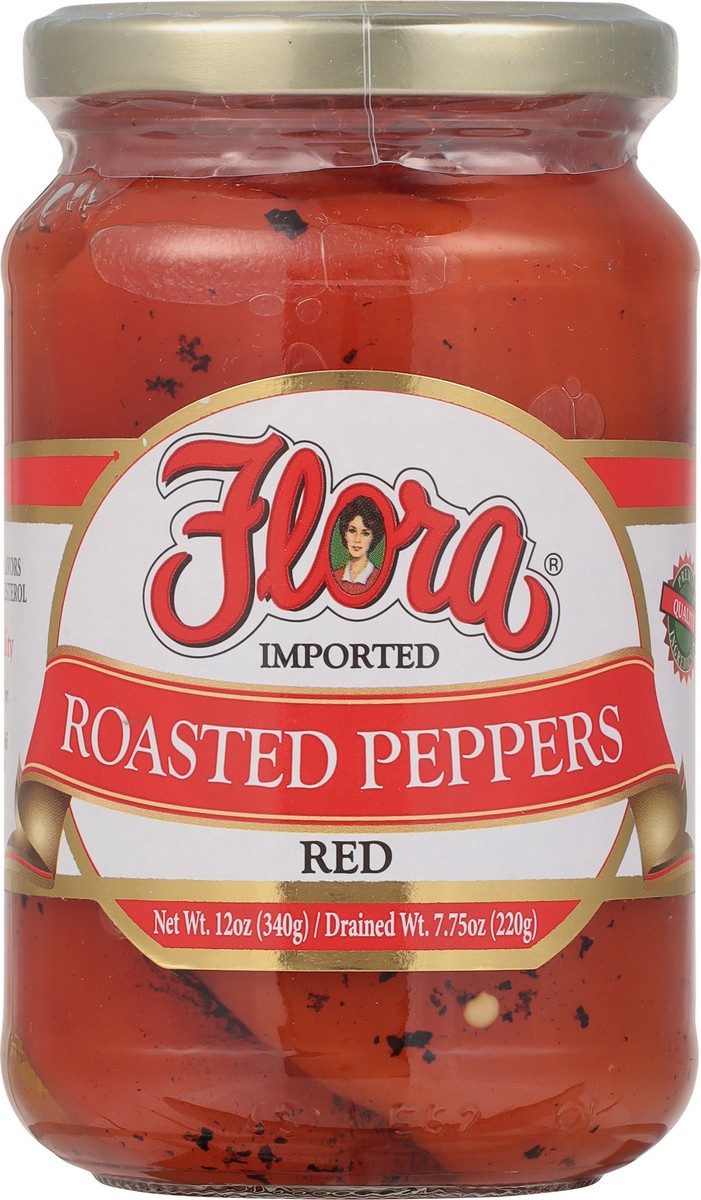 slide 2 of 13, Flora Roasted Red Peppers, 12 oz