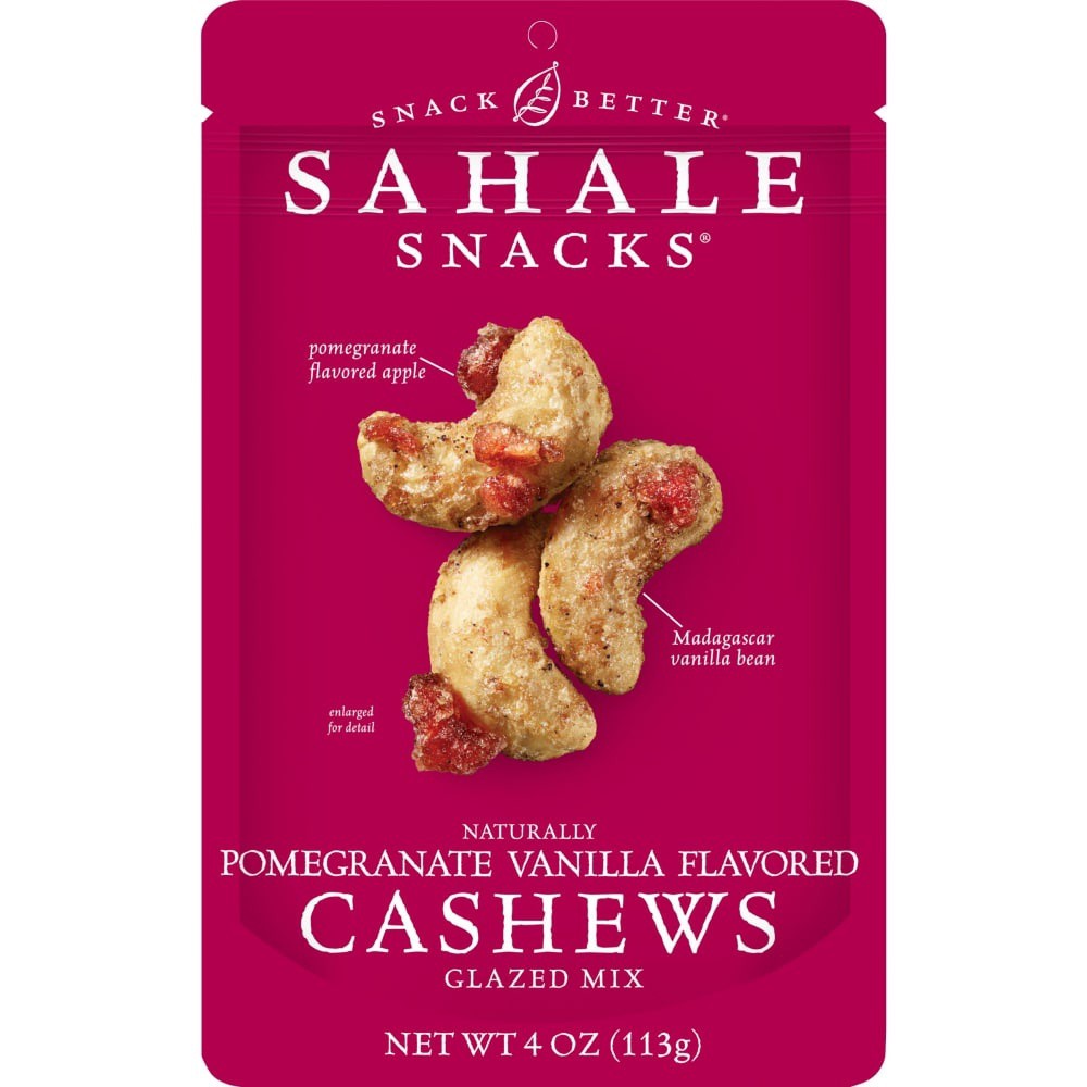 slide 2 of 3, Sahale Snacks Naturally Pomegranate Vanilla Flavored Cashews Glazed Mix, Gluten-Free Snack, 4-Ounce Pouch, 4 oz
