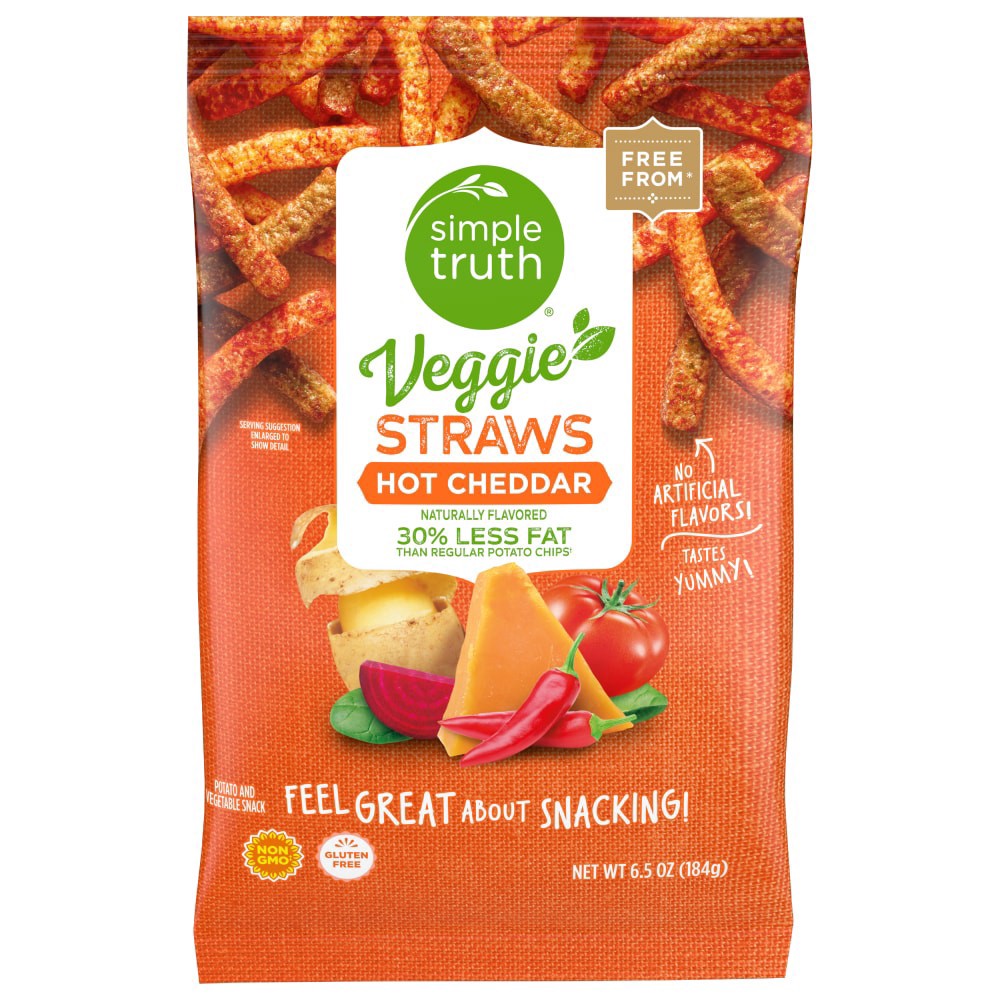 slide 2 of 2, Simple Truth Hot Cheddar Veggie Straws, 6.5 oz