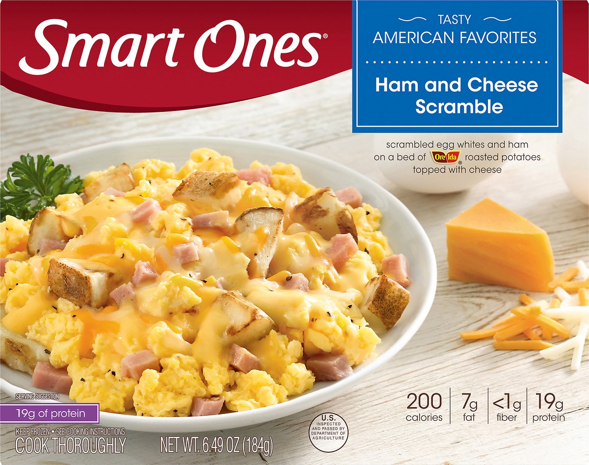 slide 8 of 9, Smart Ones Tasty American Favorites Ham and Cheese Scramble, 