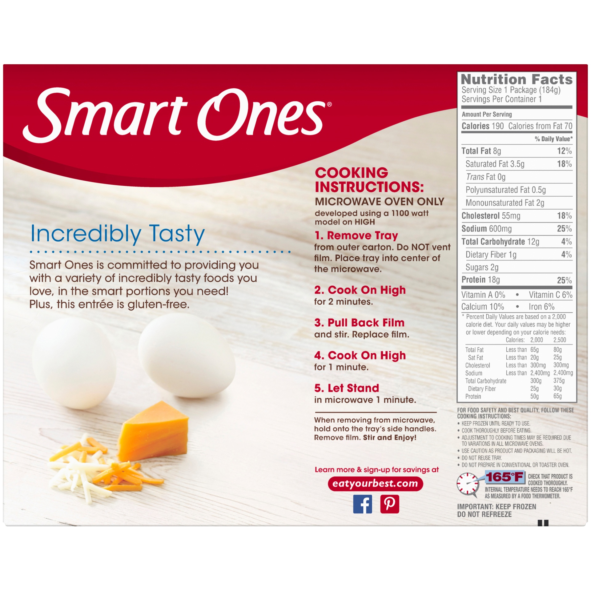 slide 8 of 10, Smart Ones Ham & Cheese Scramble with Egg Whites, Ham, Potatoes & Cheese Frozen Meal, 6.49 oz
