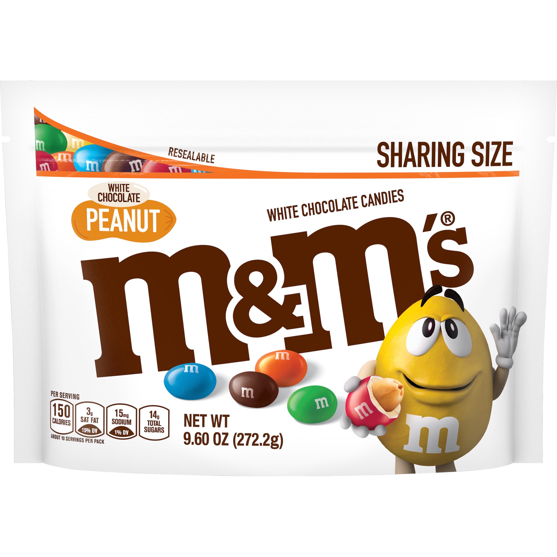 slide 1 of 6, M&M's Peanut White Chocolate Candy, Sharing Size, 9.6 oz Bag, 9.6 oz