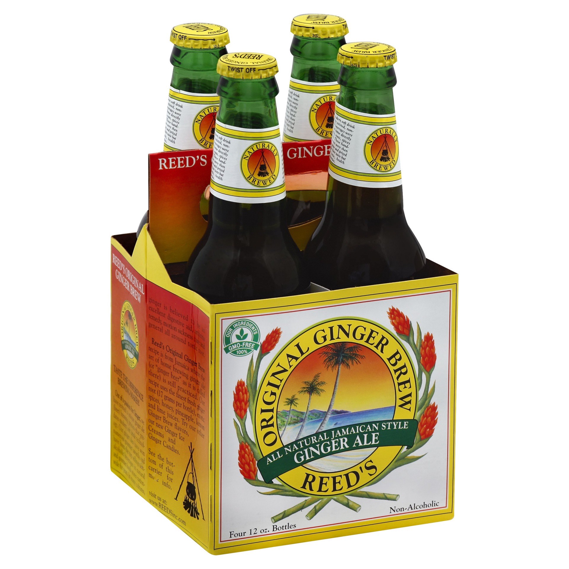 slide 1 of 11, Reed's 4 Pack All-Natural Original Craft Ginger Beer 4 Bottles 4 ea, 4 ct; 12 fl oz