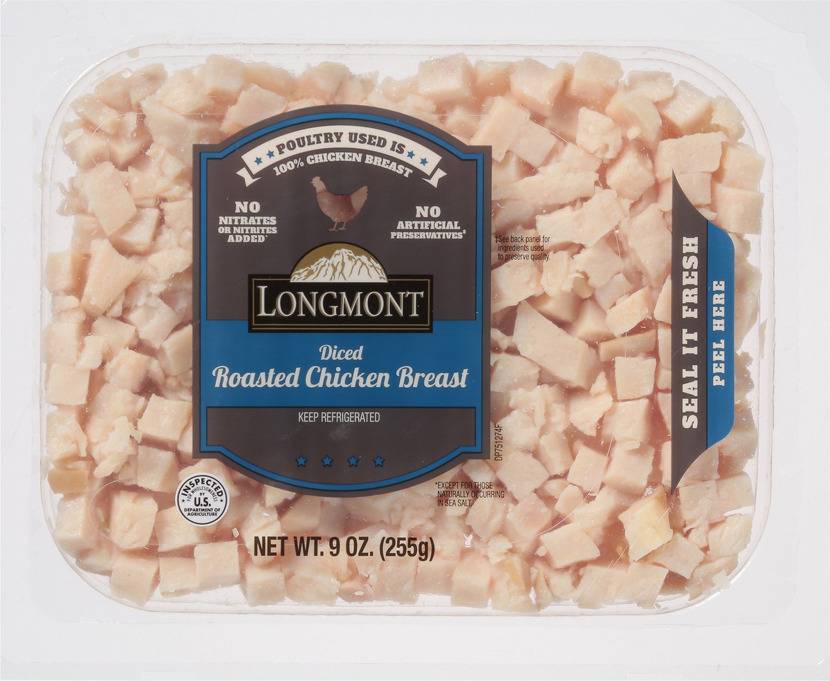 slide 10 of 14, Longmont Roasted Diced Chicken Breast 9 oz, 9 oz