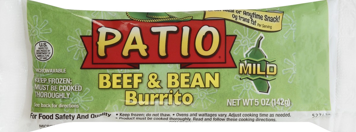 slide 2 of 5, Patio Beef & Bean Burrito 5 oz, 5 oz