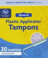 slide 1 of 1, Kroger Plastic Applicator Regular Tampons, 20 ct