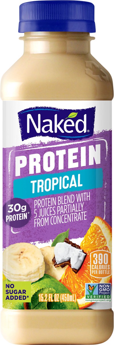 slide 4 of 9, Naked Protein Juice Blend Tropical 15.2 Fl Oz, 15.20 fl oz