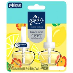 Glade PlugIns, Lemon Zest & Poppy Scented Oil, 1.34 oz, 2 count