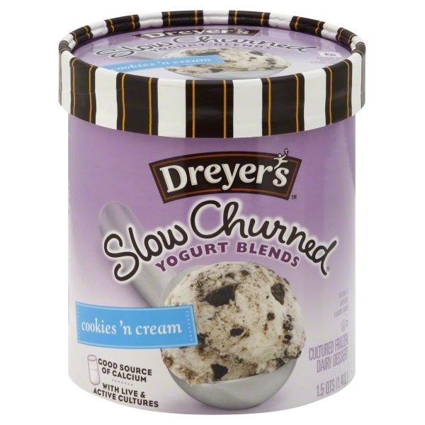 slide 1 of 3, Dreyer's Frozen Dairy Dessert Cultured Cookies N Cream, 1.5 qt