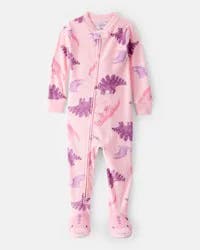 Carter's Toddler Girl Dinosaur Snug Fit 2-Way Zip 1-Piece Pajamas - Pink Pink 2T