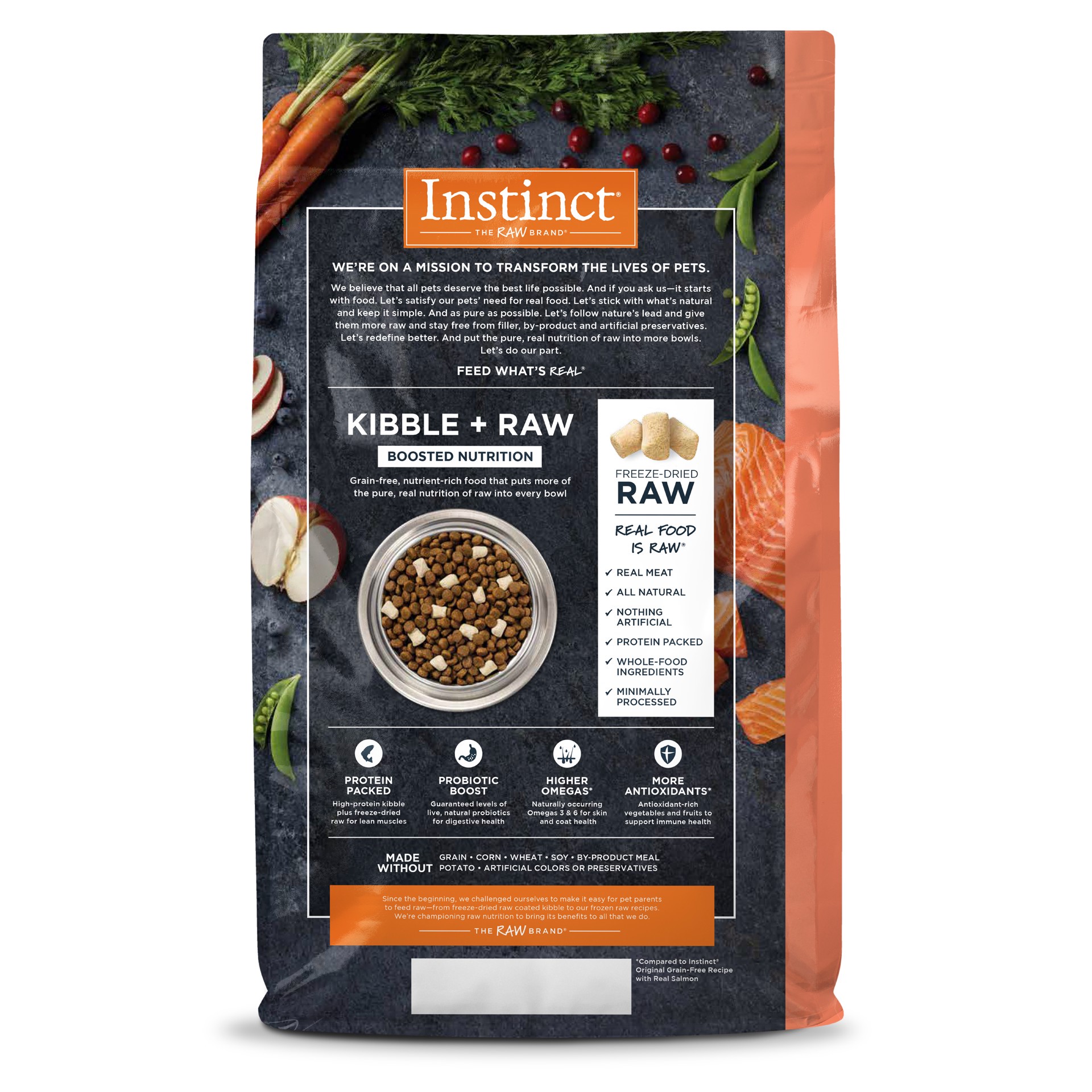 slide 3 of 7, Instinct Raw Boost Salmon Dry Dog Food, 19 lb. Bag, 19 lb