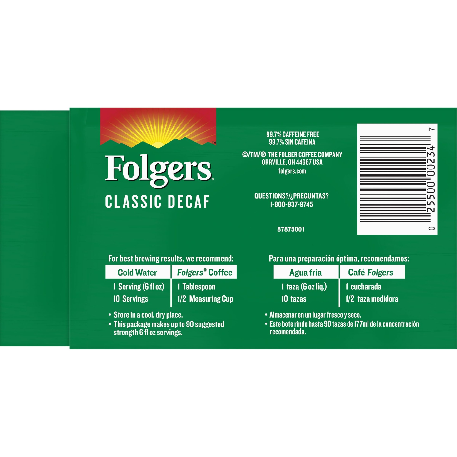 slide 2 of 3, Folgers Medium Decaf Classic Ground Coffee Refill Pack, 11.3 oz