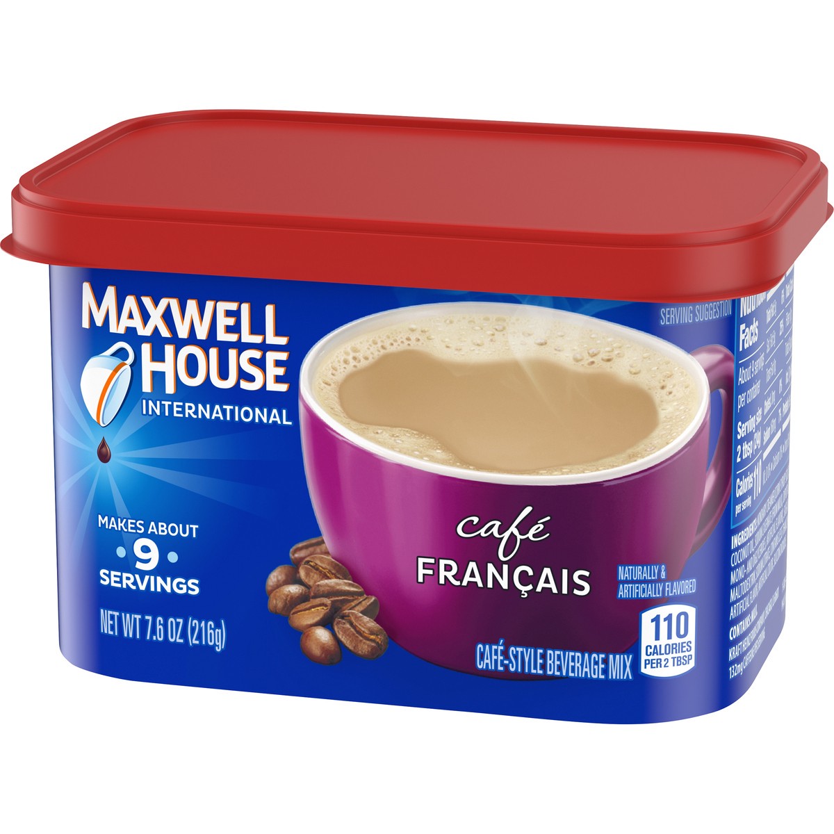 slide 3 of 9, Maxwell House Café Francais Café-Style Instant Coffee Beverage Mix, 7.6 oz. Canister, 7.6 oz