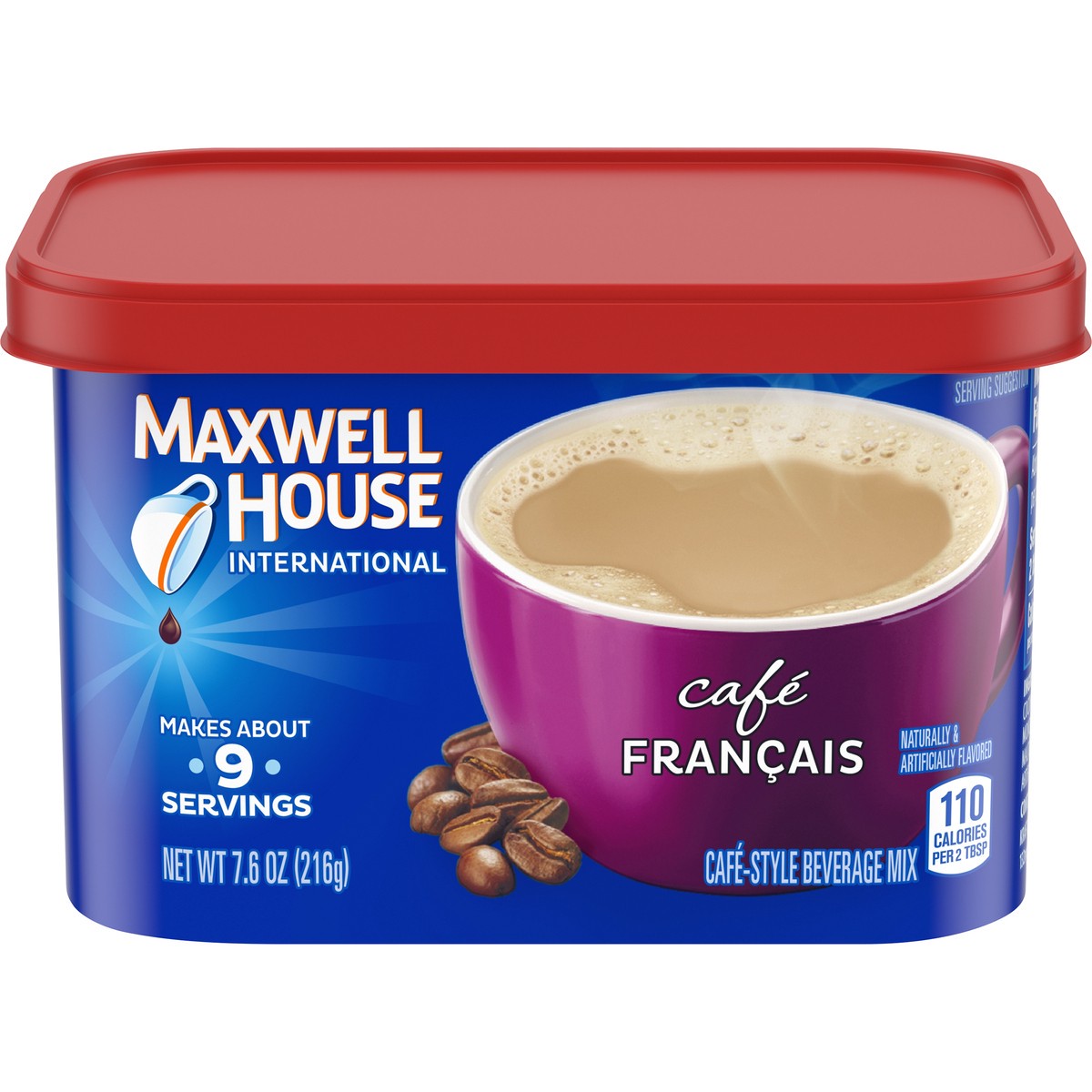 slide 1 of 9, Maxwell House Café Francais Café-Style Instant Coffee Beverage Mix, 7.6 oz. Canister, 7.6 oz