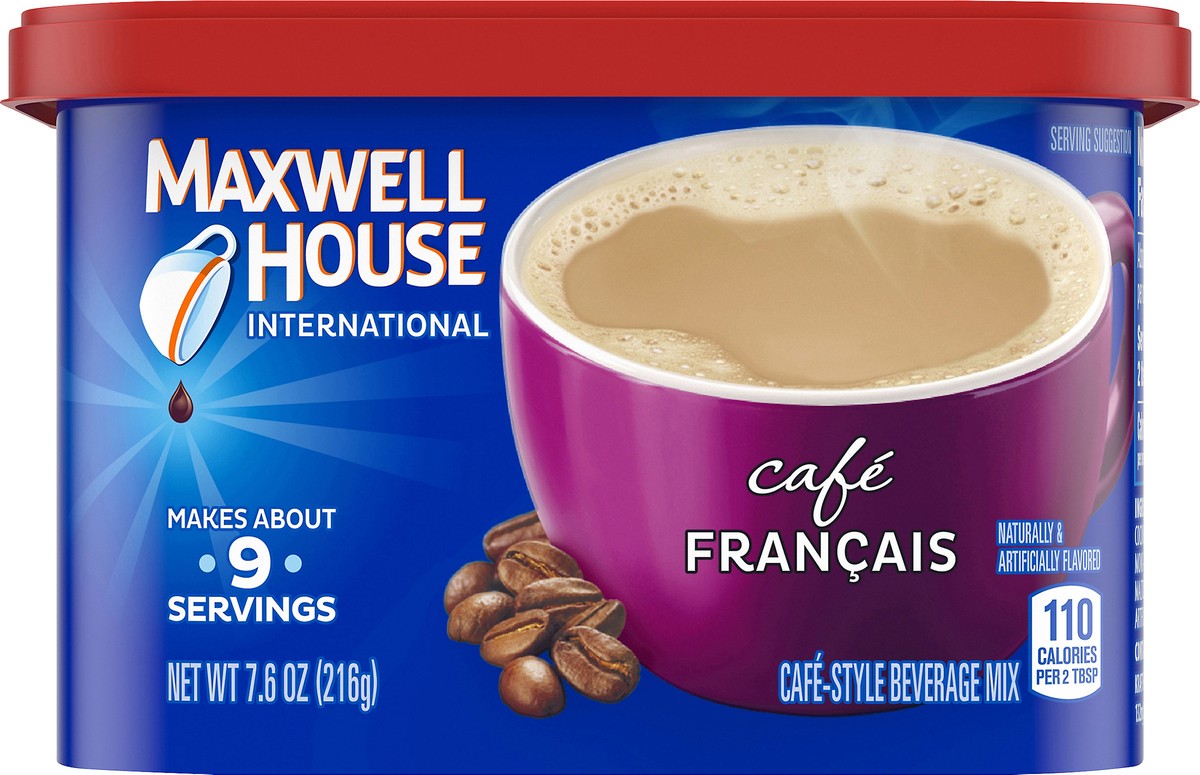 slide 6 of 9, Maxwell House Café Francais Café-Style Instant Coffee Beverage Mix, 7.6 oz. Canister, 7.6 oz