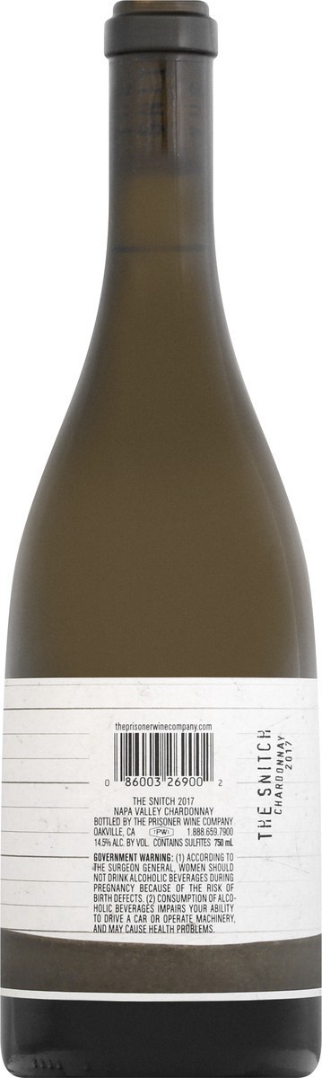 slide 2 of 8, The Snitch Napa Valley Chardonnay White Wine by The Prisoner Wine Company, 750 mL Bottle, 750 ml