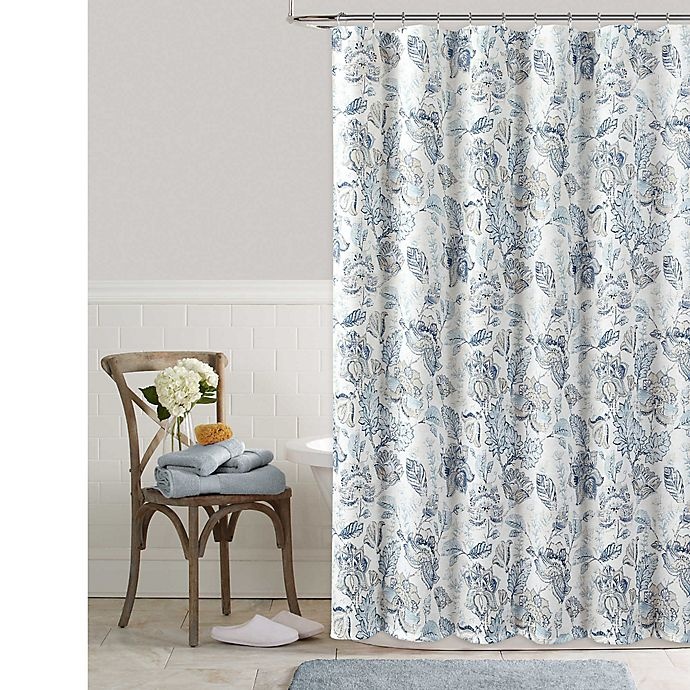 slide 1 of 1, Colordrift Bastille Floral Shower Curtain - Aqua, 72 in x 72 in