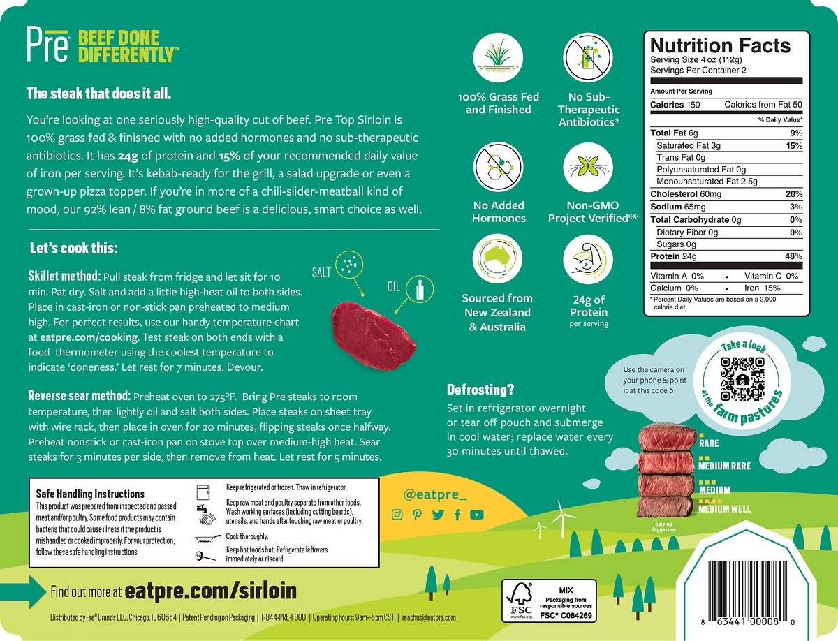 slide 2 of 9, Pre-Top Sirloin Steak, 8 oz