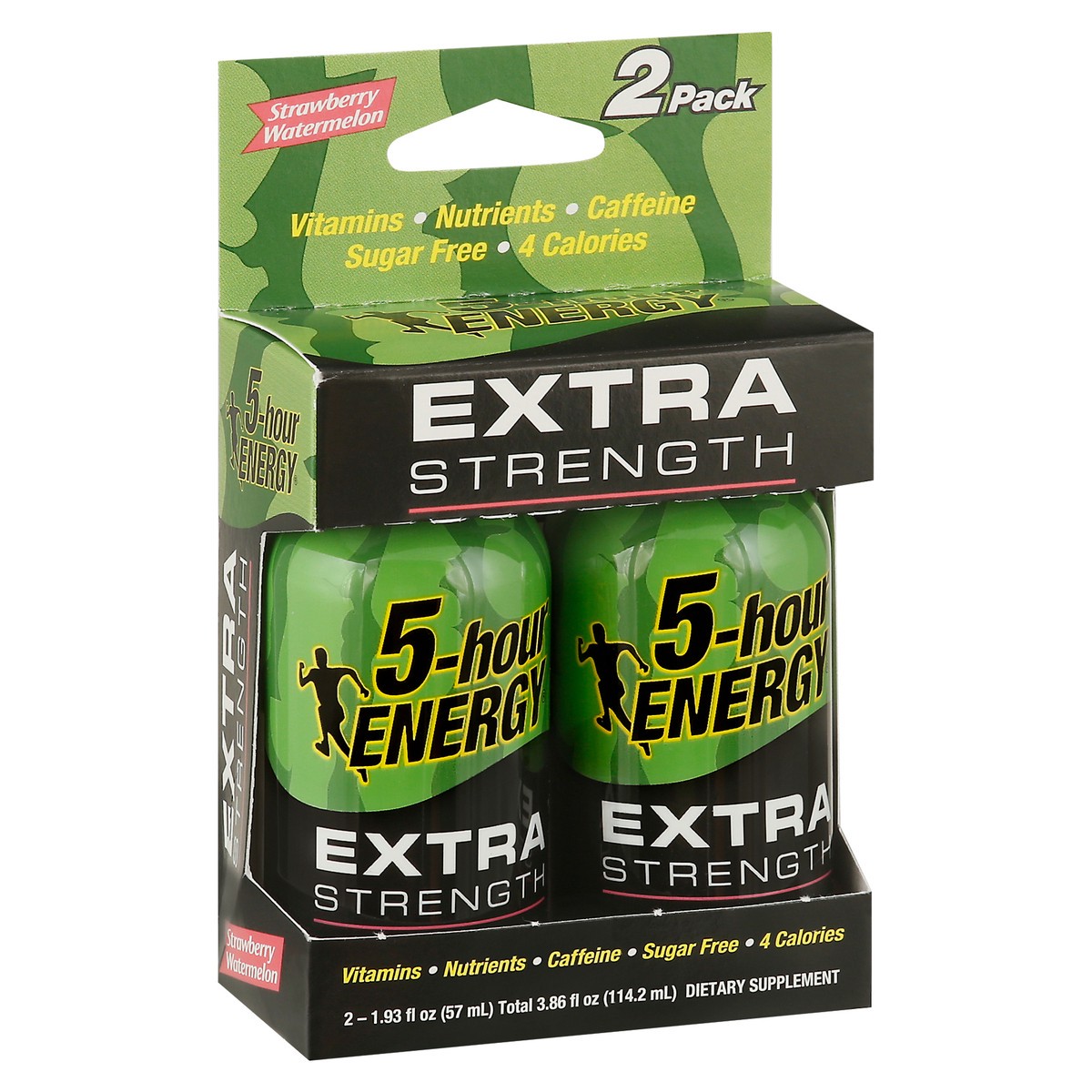 slide 10 of 13, 5-Hour Energy 2 Pack Extra Strength Strawberry Watermelon Energy Shot 2 - 1.93 fl oz Bottles, 2 ct