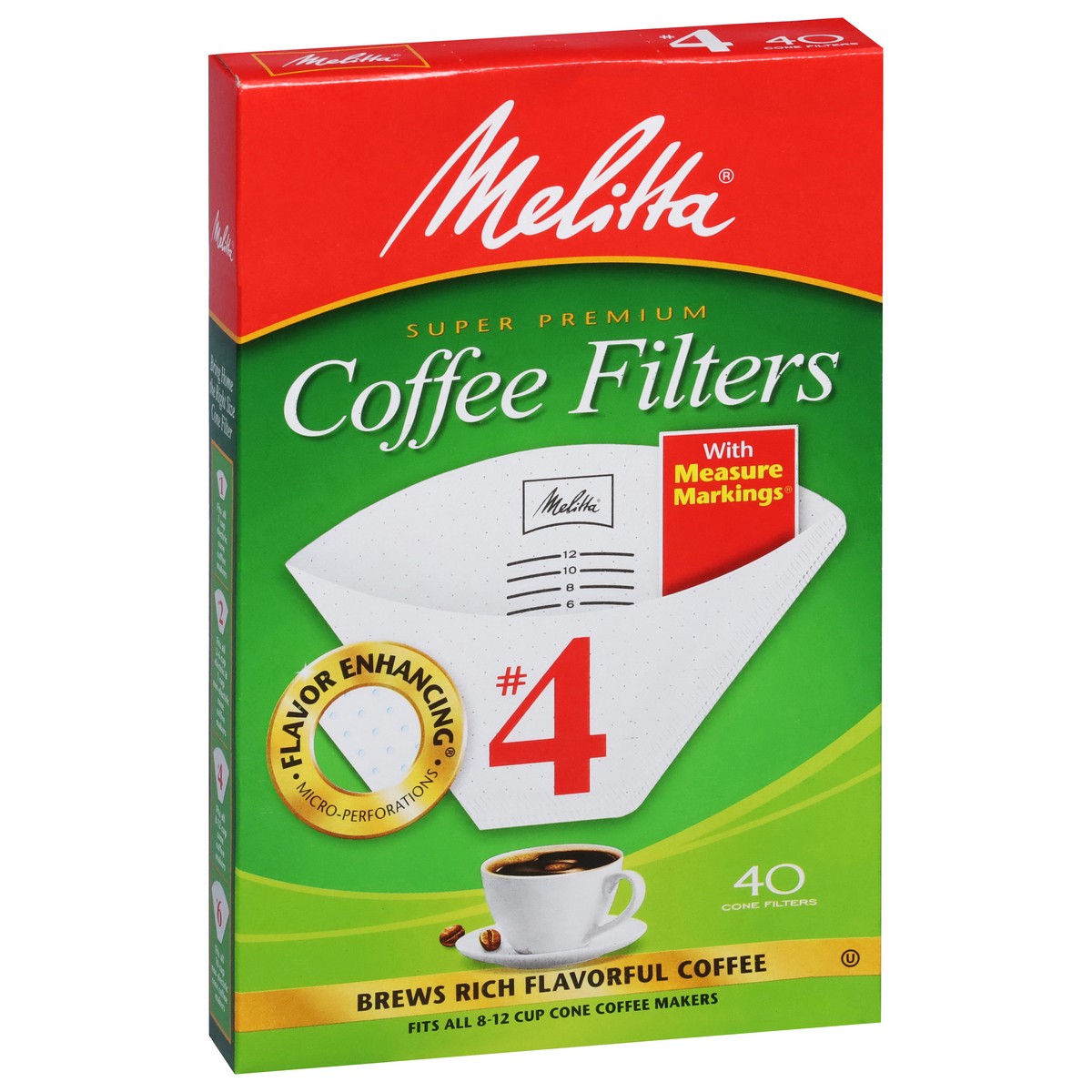 slide 8 of 12, Melitta Cones Coffee Filter White#4, 40 ct