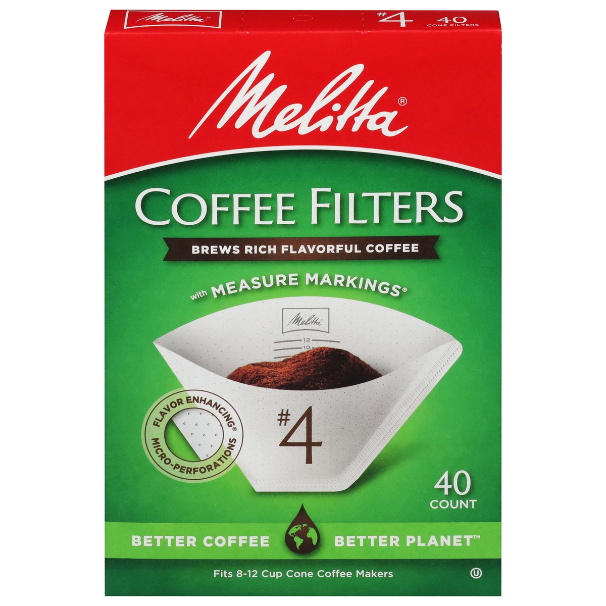 slide 1 of 12, Melitta Cones Coffee Filter White#4, 40 ct