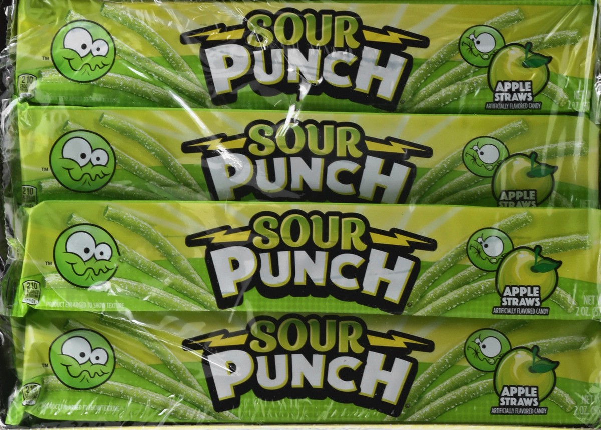 slide 3 of 13, Sour Punch Apple Straws Candy 24 ea, 24 ct