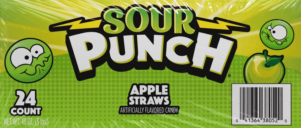 slide 10 of 13, Sour Punch Apple Straws Candy 24 ea, 24 ct