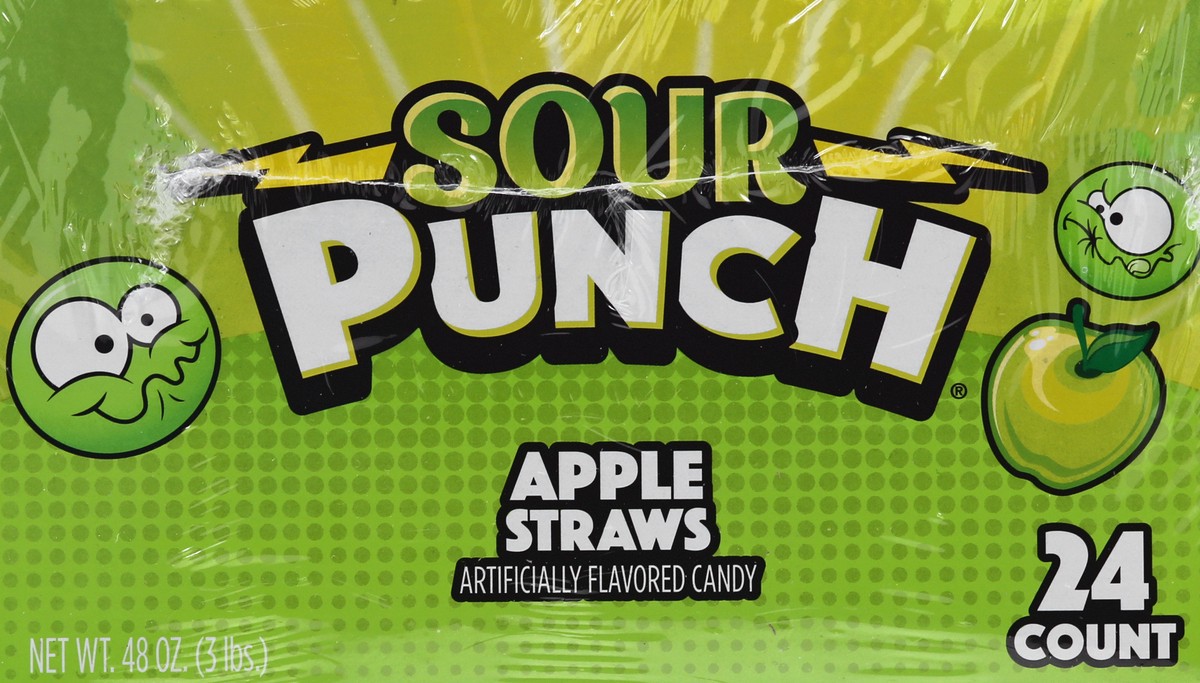 slide 6 of 13, Sour Punch Apple Straws Candy 24 ea, 24 ct