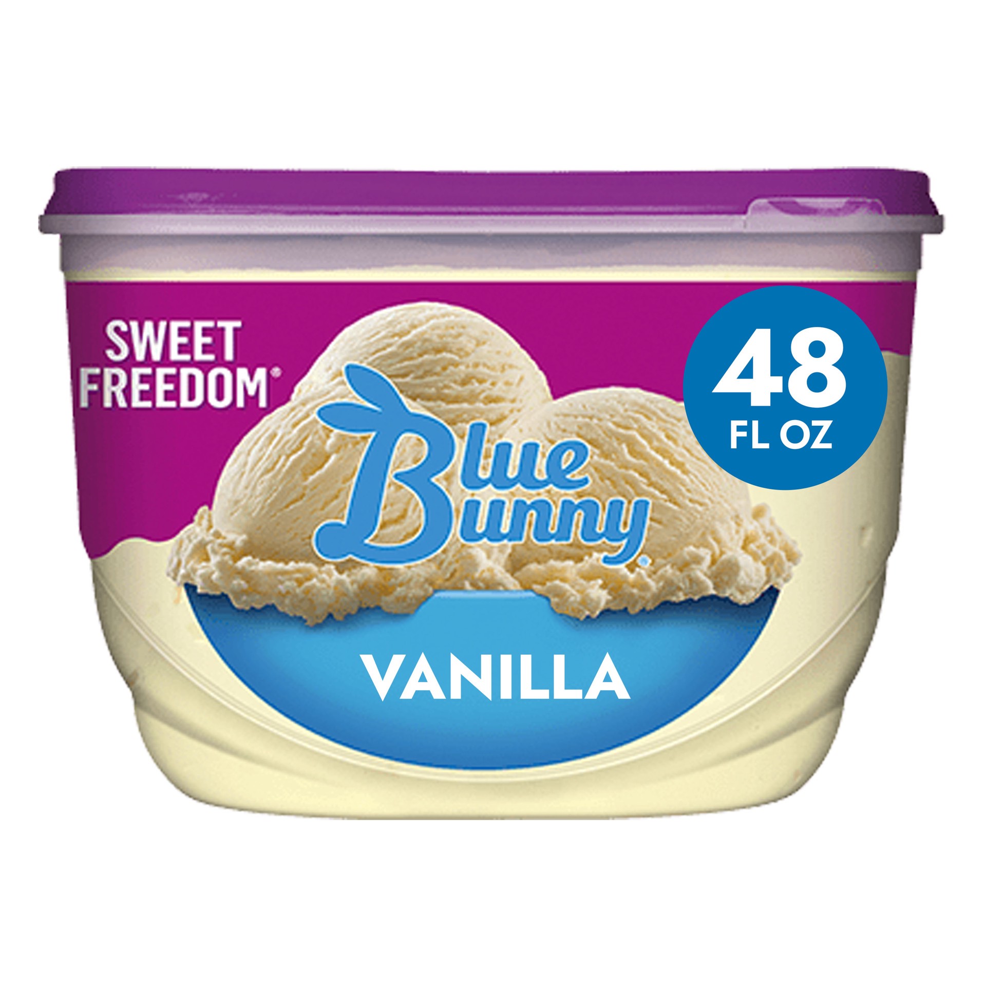 slide 1 of 8, Blue Bunny Vanilla Ice Cream Sweet Freedom, 48 fl oz